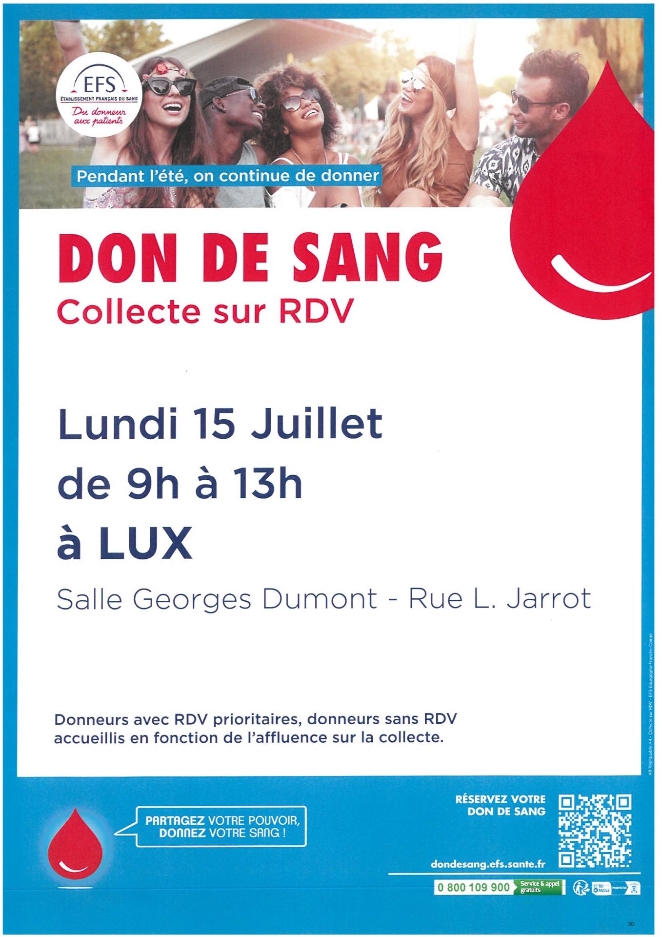 Don du sang LUX