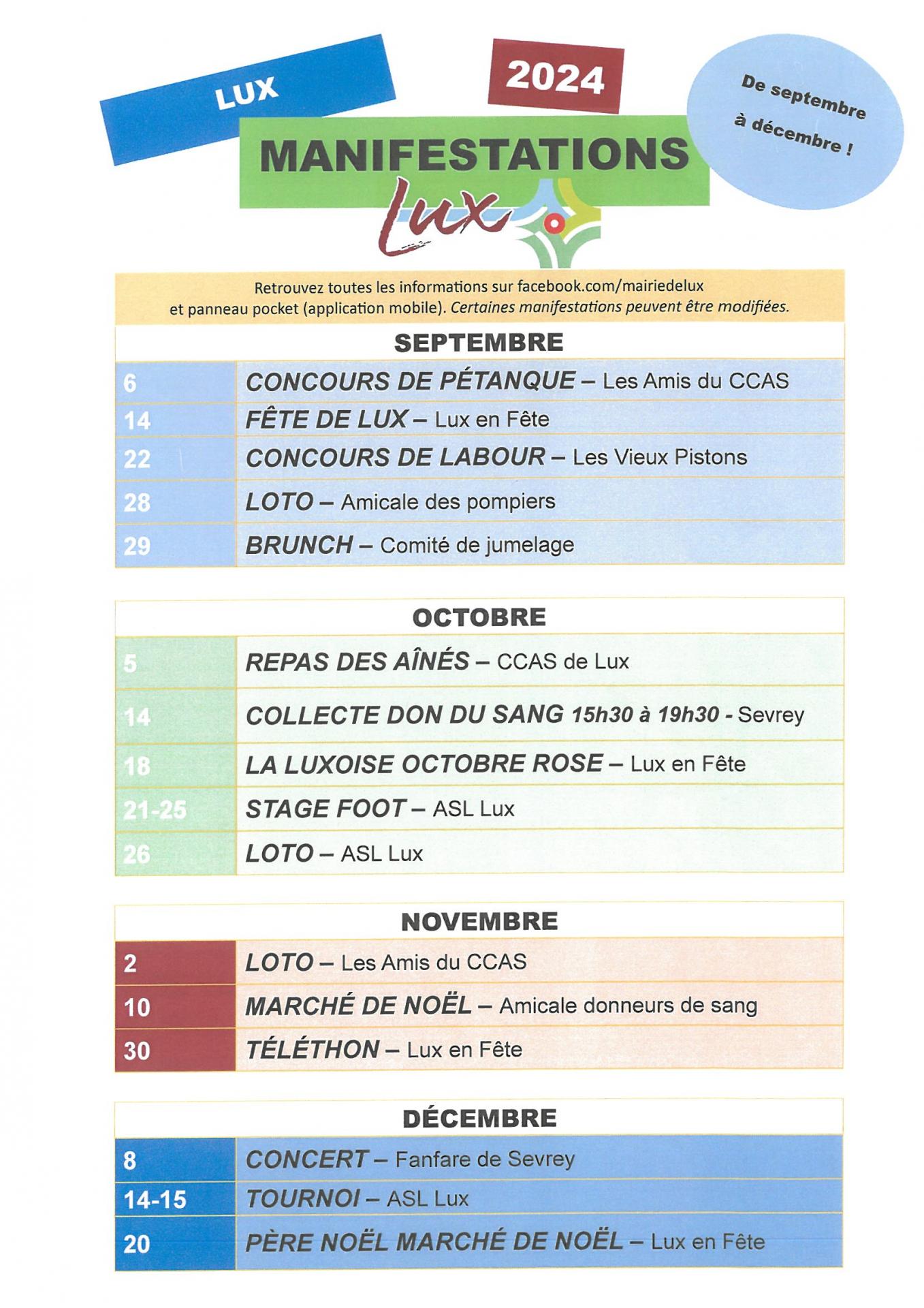 Calendrier manif. sept-déc 2024